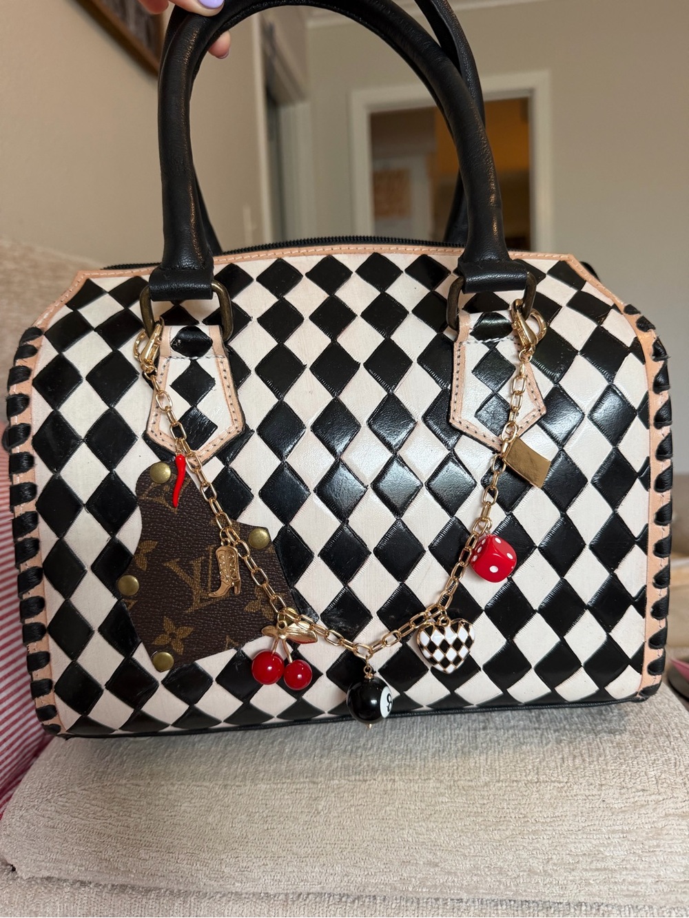 Boujee checkered speedy tote